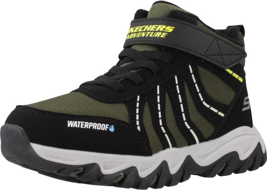 A single boy's hiking boot is shown against a white background.