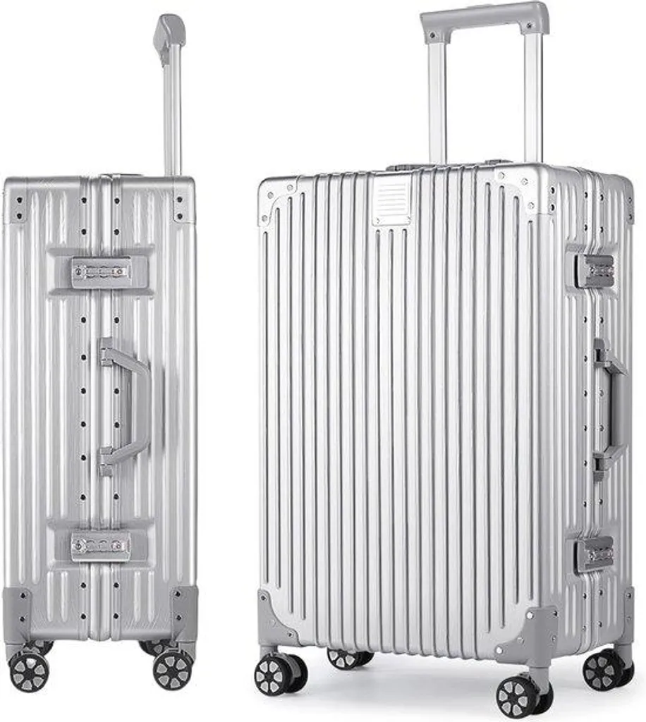 Valise cabine aluminium 55 cm - Bagage rigide 35L 4 roues avec serrure TSA