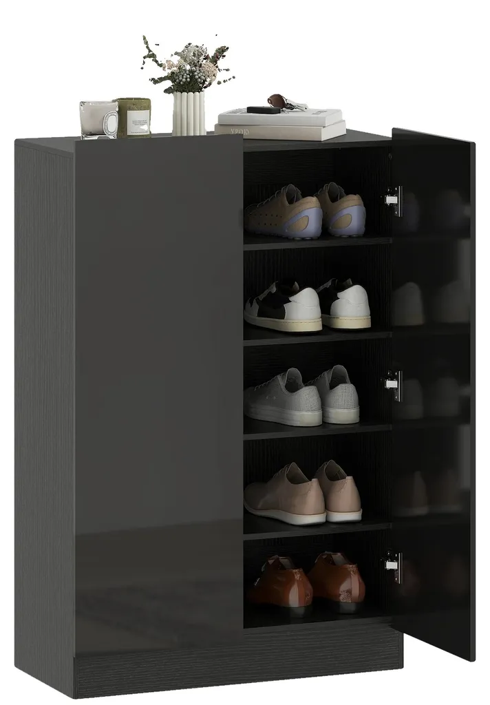 Étagère à chaussures noire 72 x 34,5 x 103 cm avec étagères réglables