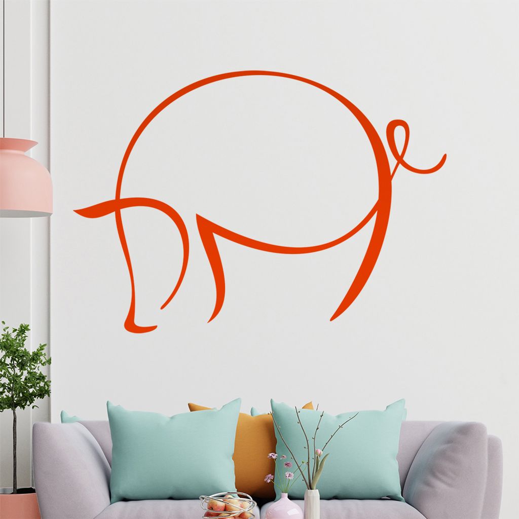 Schwein Linien Wandtattoo in 6 Größen - Wandaufkleber Wall Sticker - Dekoration, Küche, Wohnzimmer, Schlafzimmer, Badezimmer