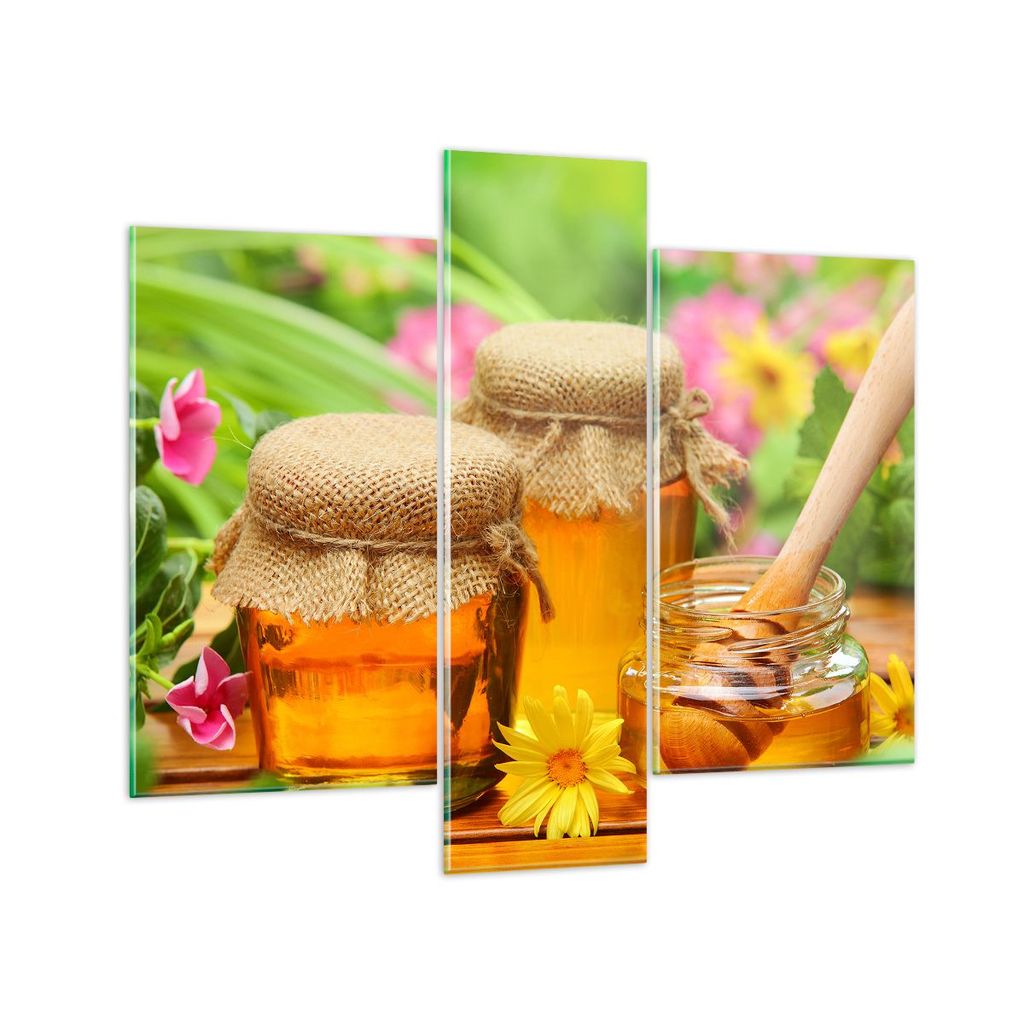 Bilder auf glas - Honig Glas Glas Vitamin - 95x80cm - Glasbilder - Wandbilder - Kunstdruck - zum Aufhängen bereit - Wanddekoration aus Glas - Glas...
