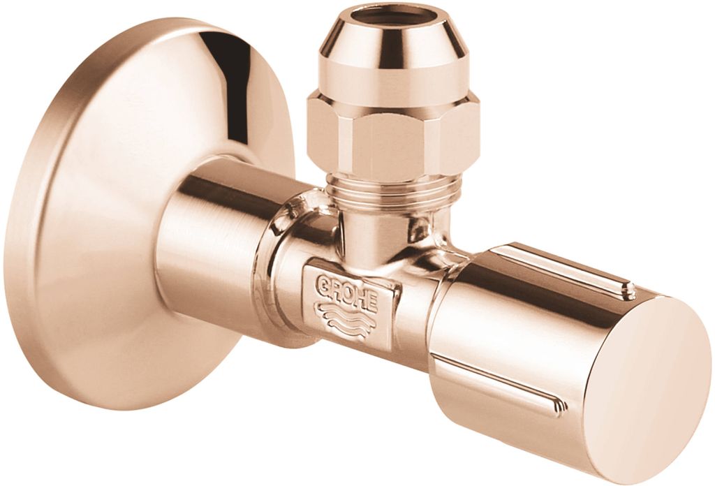 GROHE Eckventil 22037, Wandanschluss 1/2'', Abgang 3/8'', langer Schubschaft, Quetschverschraubung Ø 10 mm, Schubrosette aus Metall, nickel