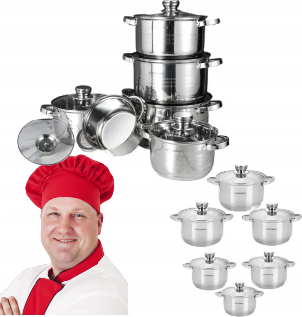 Masterpan Set 12 Pezzi Induzione e Gas - Batteria Pentole Acciaio Inox