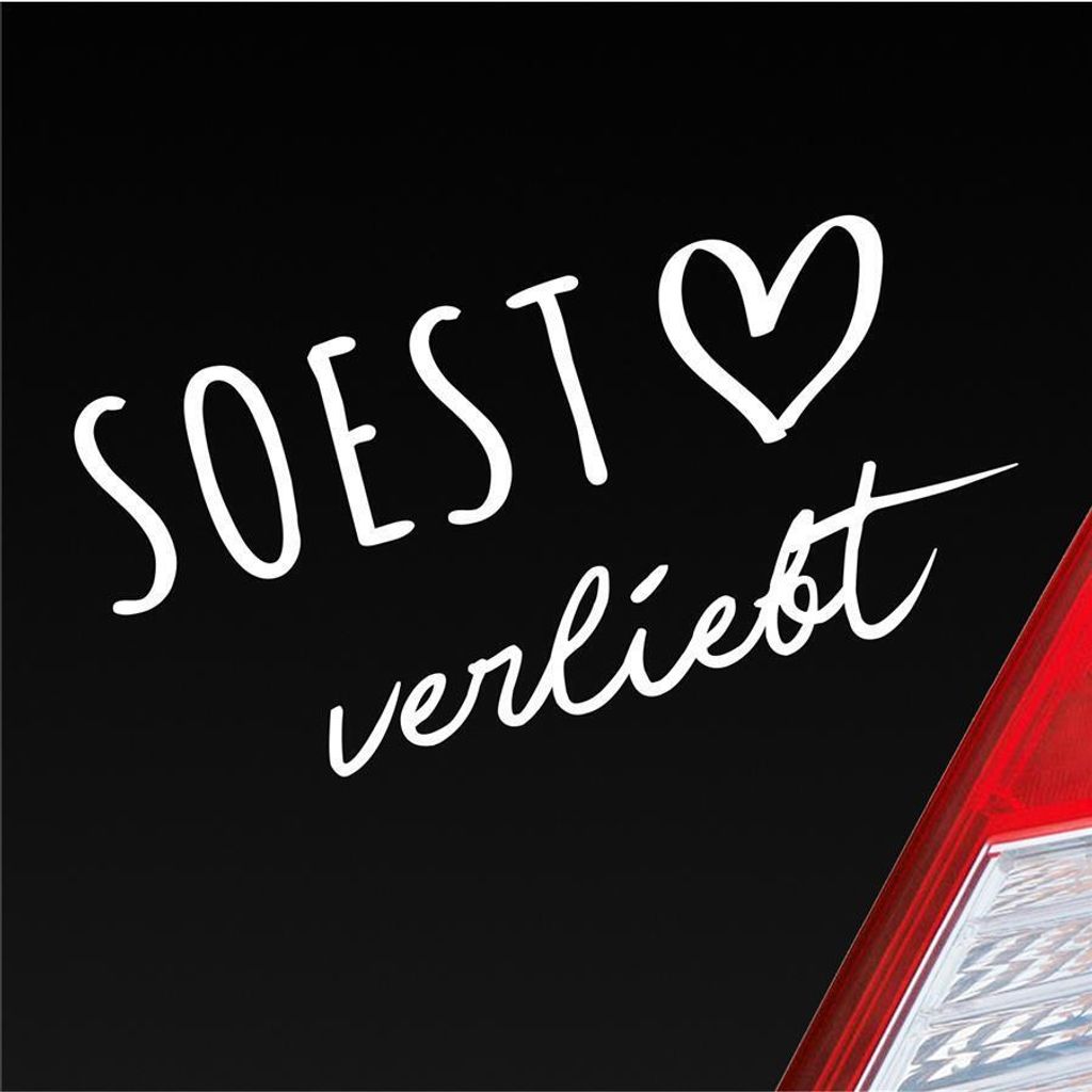Auto Aufkleber Hansestadt Soest verliebt Herz Stadt Heimat Liebe Car 19x9 cm Weiss Matt Sticker Heckscheibenaufkleber