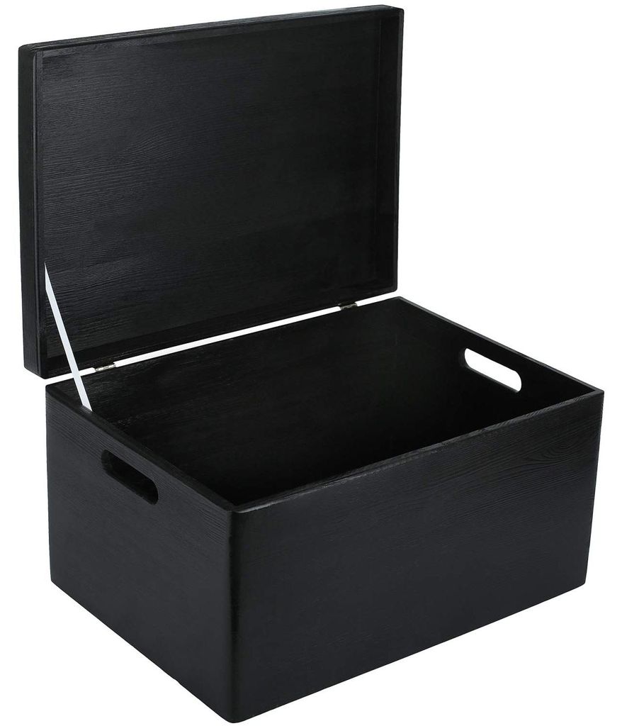 Creative Deco XXL Zwarte Houten Doos met Deksel Opbergdoos, Productafbeelding 