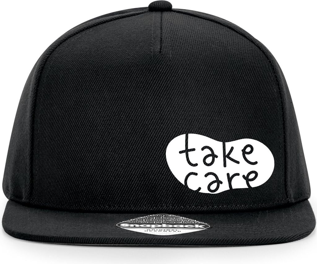Huuraa Cappy Mütze Take Care Batch Black Polyester Snapback Kappe Geschenkidee