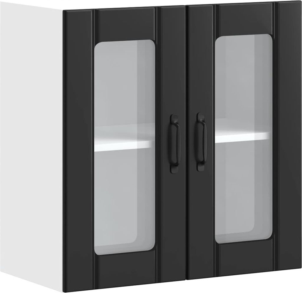 Küchen-Hängeschrank mit Glastür Lucca Schwarz Holzwerkstoff