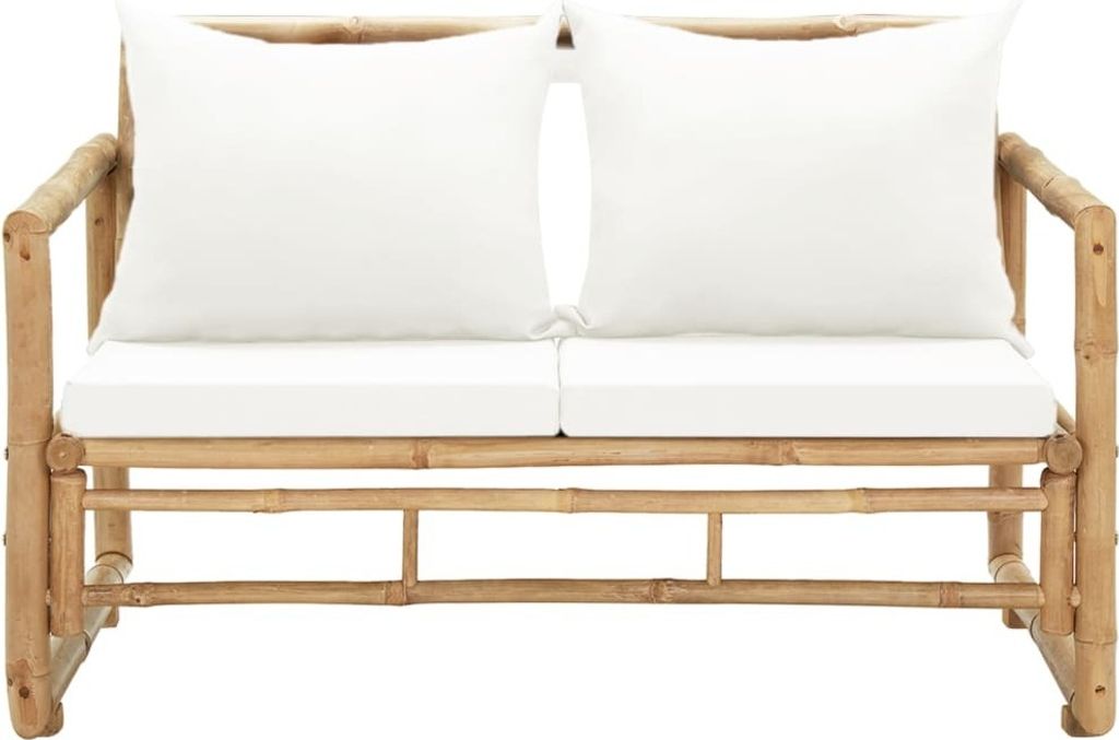 vidaXL Canapé de jardin 2 places avec coussins en bambou Image du produit 