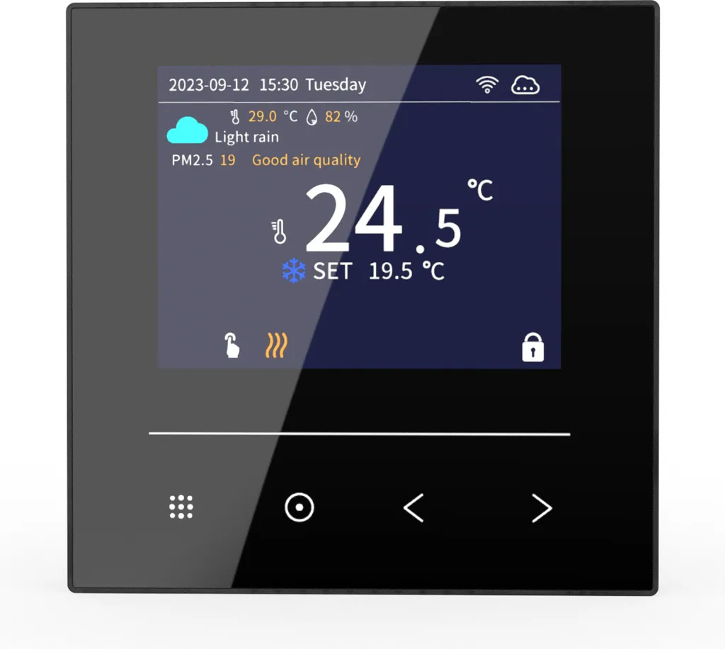 Thermostat d'ambiance WiFi Tuya RT2 16A noir pour économies d'énergie
