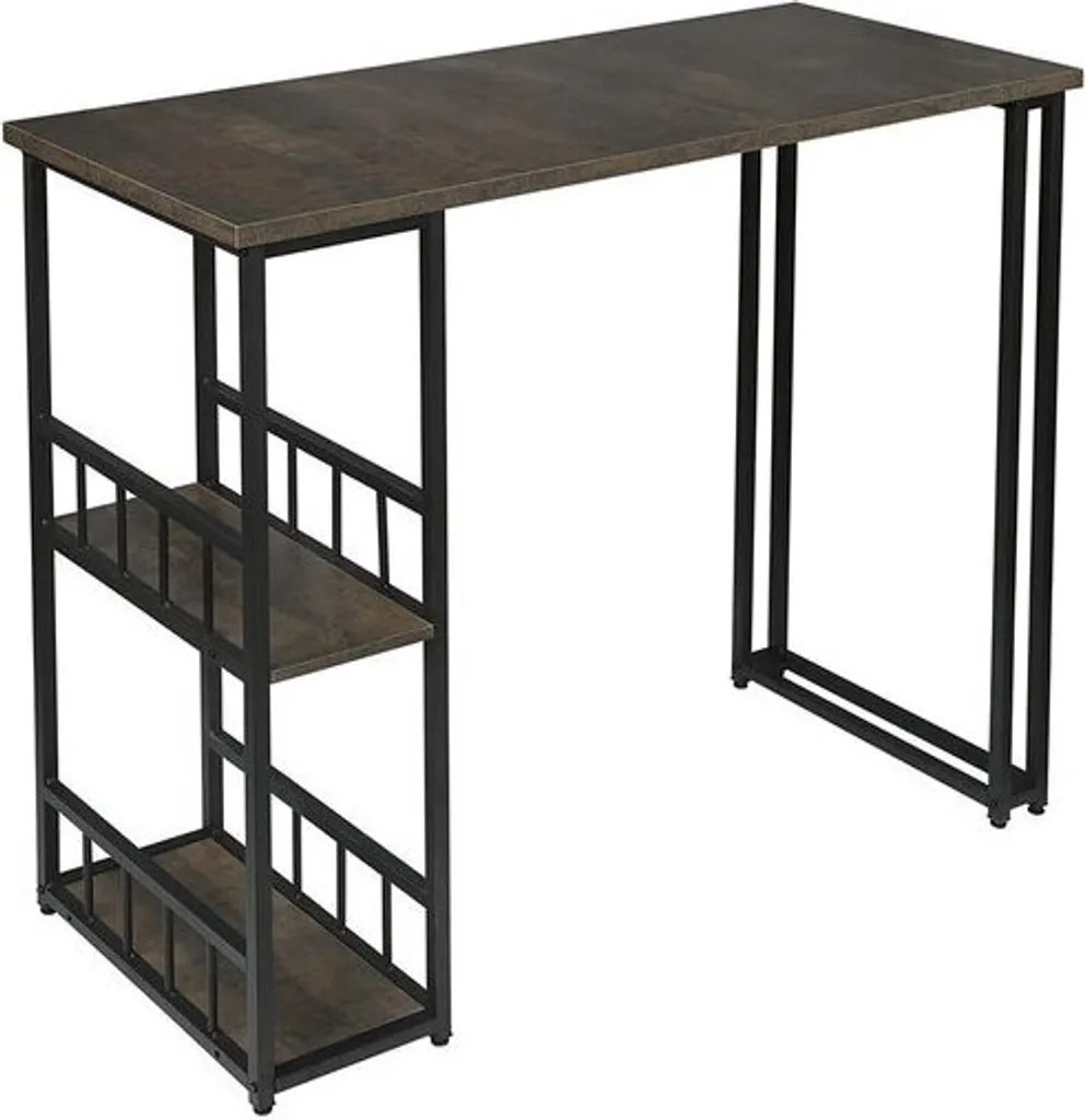 Table de Cuisine Design Industriel en Métal et Bois Noir 120 cm eSituro