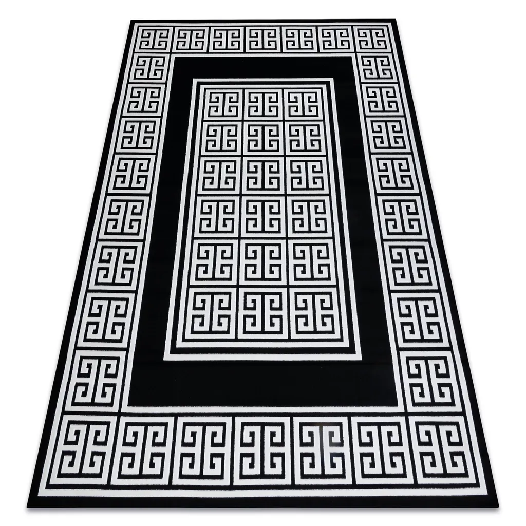 Tapis Moderne 80x150 pour Salon ou Chambre - GLOSS Noir/Ivoire Grec