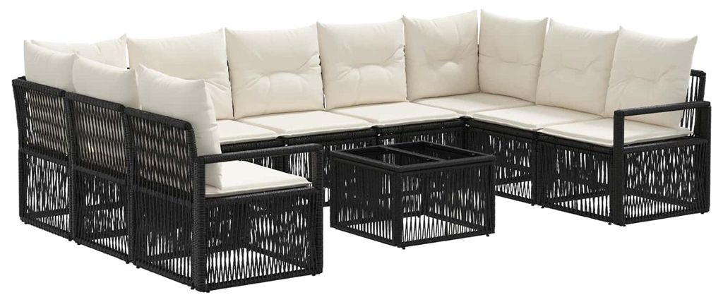 Gartensofa-set 10 pcs Schwarz Poly-Rattan Produktbild 