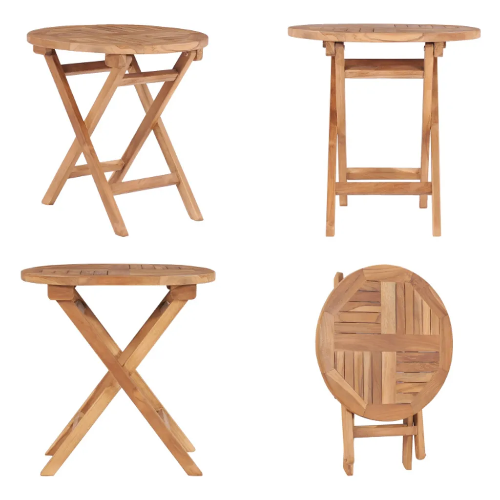 vidaXL Tavolo da giardino pieghevole 45 cm in legno massiccio di teak - Tavolo da esterno - Tavoli da esterno - Tavolo da giardino - Tavoli da giardino