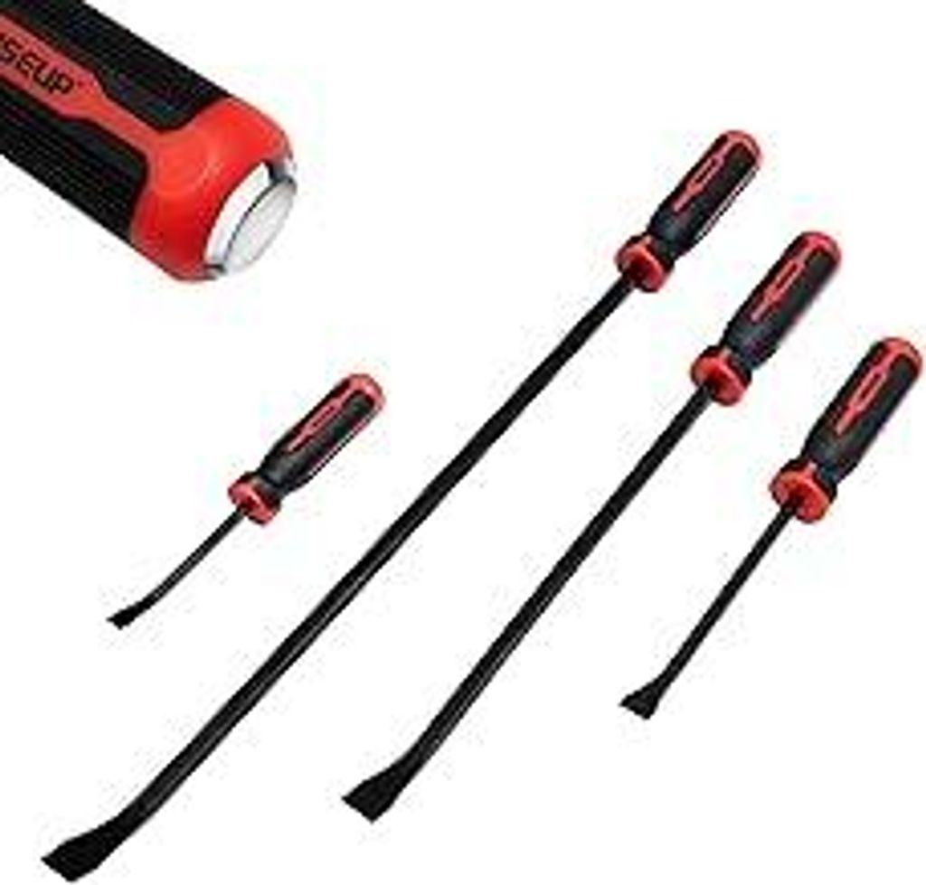 WISEUP 4-teiliges Brecheisen Set, 20,3 cm, 30,5 cm, 45,7 cm, 61 cm, robuste Brecheisen mit dickeren Schließkappen für Hebelarbeiten, Abbruch, Aut...