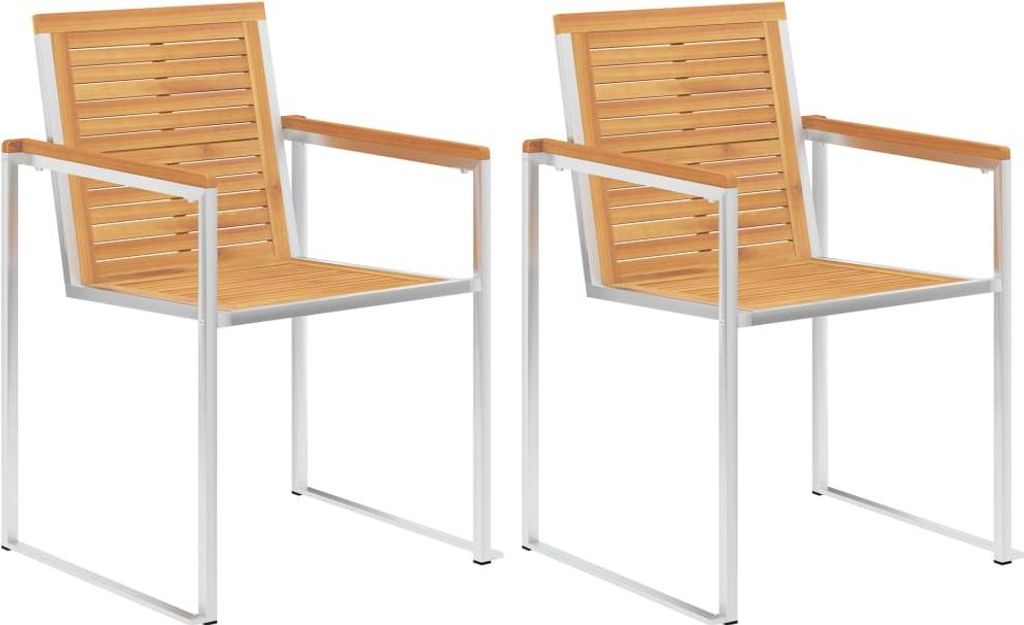 vidaXL Gartenstühle mit Kissen 2 Stk. Massivholz Teak und Stahl