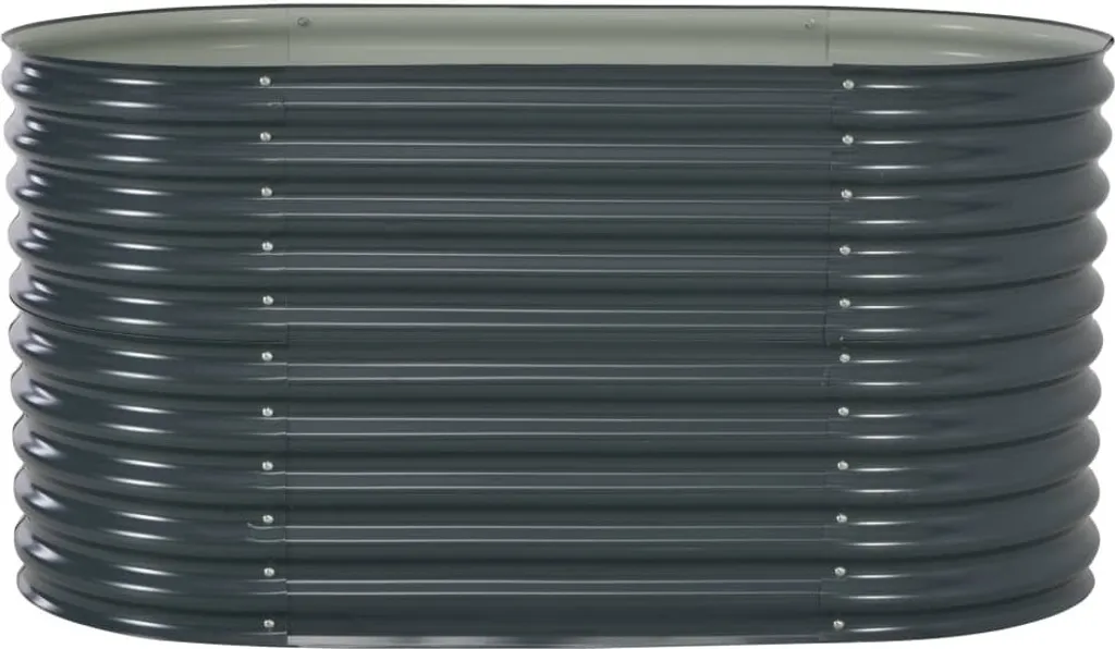 Bac à fleurs surélevé 160 cm en acier galvanisé gris résistant et durable - 11