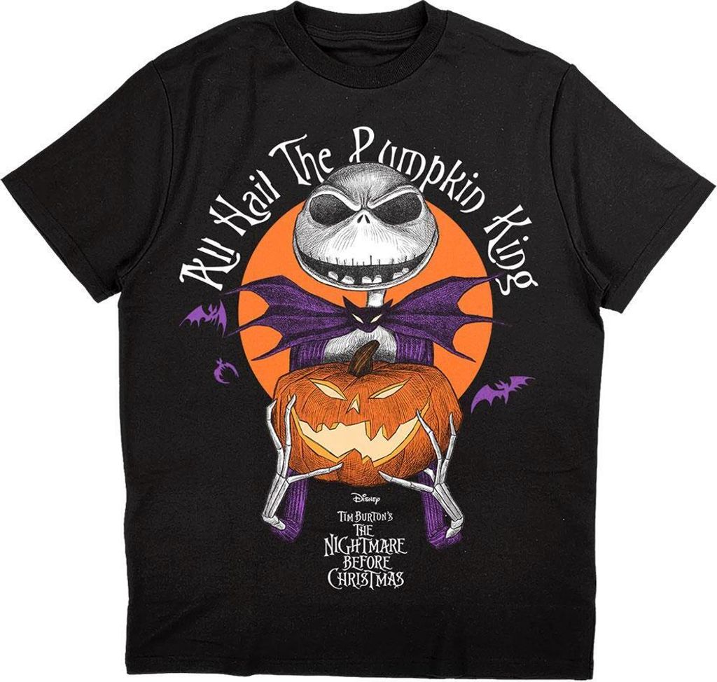 Nightmare Before Christmas - "All Hail the Pumpkin King" T-Shirt für Herren/Damen Uni RO4525 (M) (Schwarz)