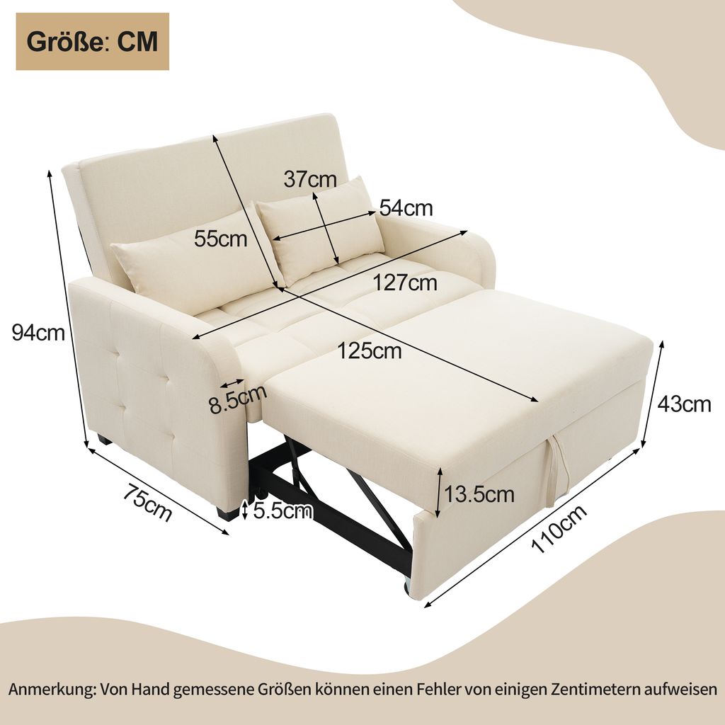 Merax Schlafsofa 3-in-1 - Klappsessel Mit USB & Verstellbarer Lehne