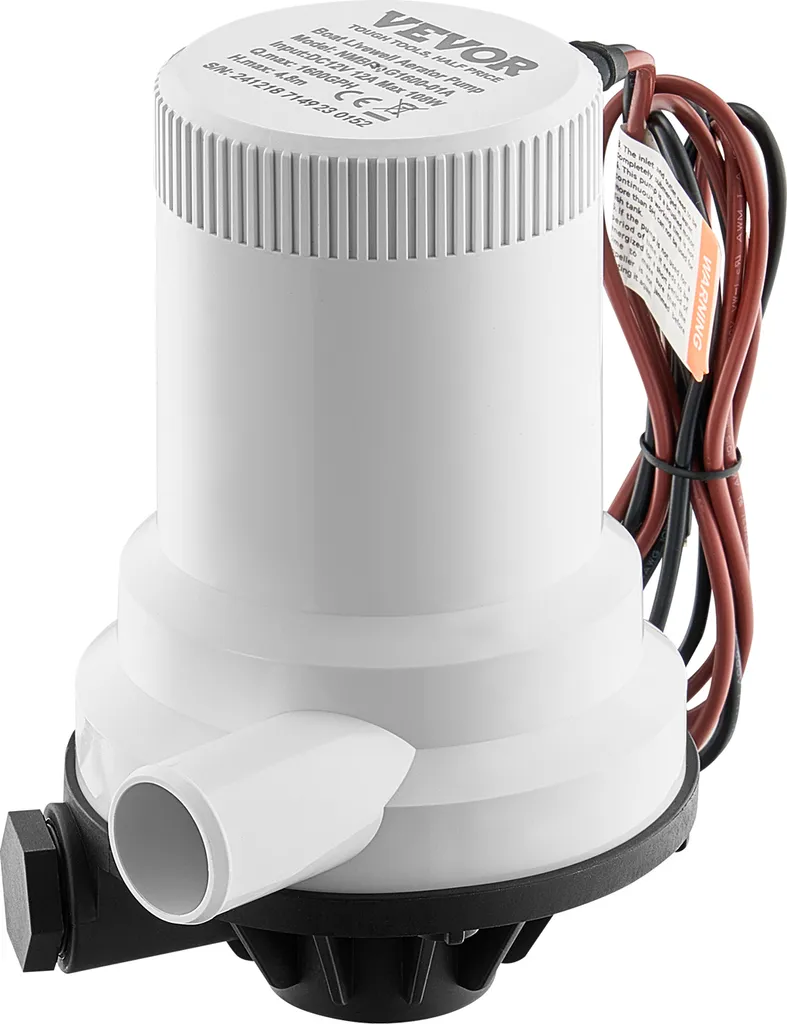 Pompe de Vivier 12V 1600 GPH VEVOR à Passage Direct pour Bateau de Pêche