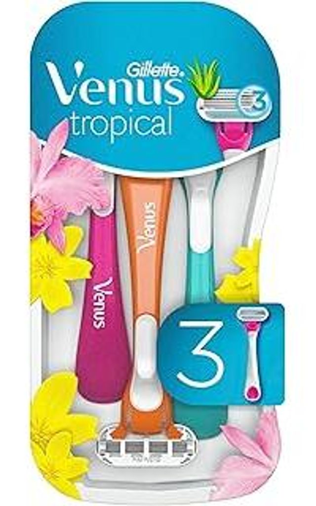 Gillette Venus Tropical Einwegrasierer Damen, 3 Damenrasierer mit Komfortklingen
