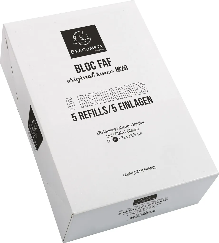 Recharge pour Bloc de Bureau FAF N°4 Blanc Uni - Pack de 5 Blocs 12214E