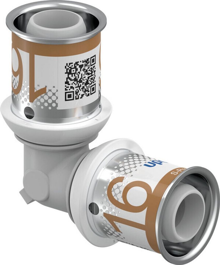 Two plumbing fittings are shown in a studio setting against a white background.