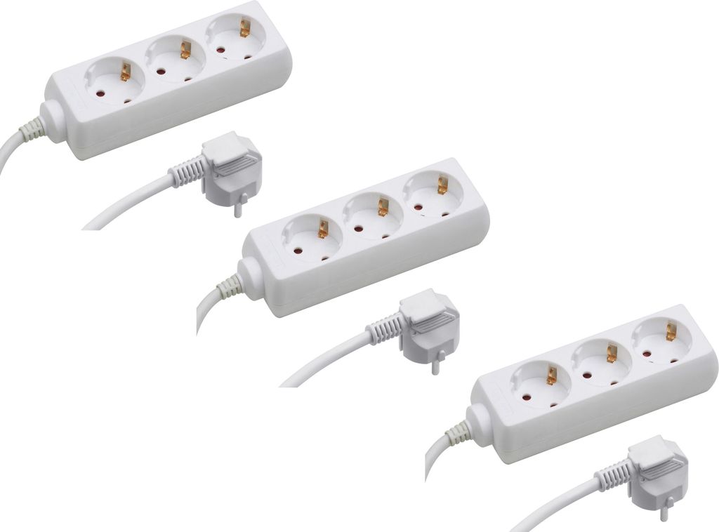 Meister Steckdosenleiste 3-fach 3 Stück 5 m Kabel weiß IP20 Produktbild 
