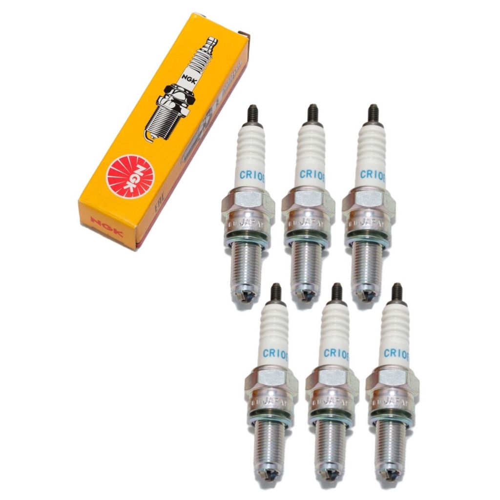 Zündkerzen Set NGK 6x CR10EK Zündkerze entstört, 19,0mm Langgewinde Ø 10,0mm Hex 16,0mm, 2-Massen-Elektrode Elektrodenabstand 0,75mm, Wärmewer...