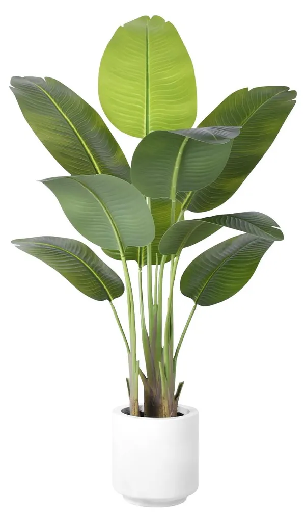 Plante artificielle réaliste 120 cm - Oiseau de paradis à 9 feuilles XXL