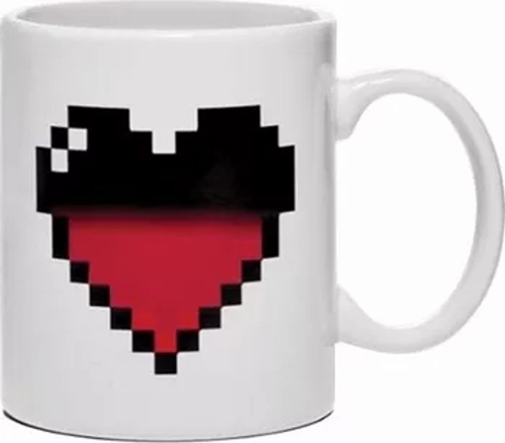 Hrnek Gadget Master Pixel Heart, měnící barvu, inspirovaný Obrázek produktu 
