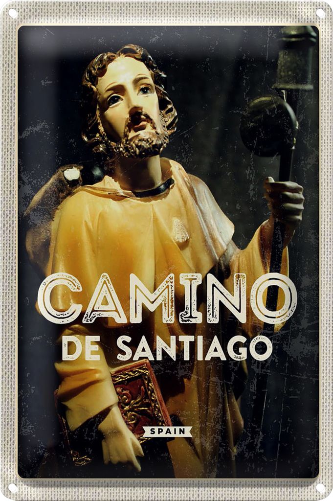 Blechschild Reise 40x30cm Retro Camino de Santiago Sculptur