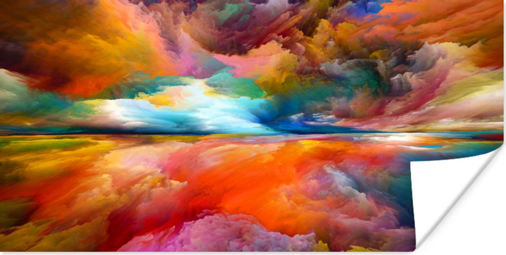 MuchoWow Poster Gemälde - Ölgemälde - Abstrakt - Wolken 40x20 cm - Poster für die Wand - Poster Schlafzimmer