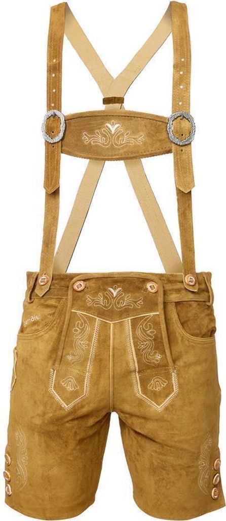 Steigenhöfer ANTON Kurze Lederhose für Herren mit H-Trägern Hellbraun 58