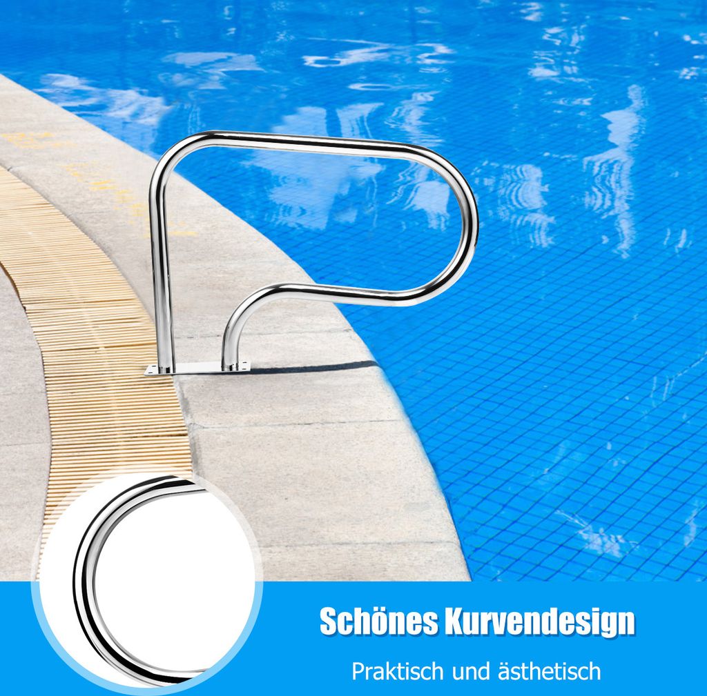 COSTWAY Edelstahl Poolleiter, Schwimmbad Leiter Handlauf Produktbild 4
