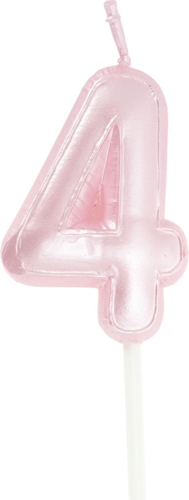 Geburtstagskerzen, 3D-Zahlen-Geburtstagskerzen, Zahlen 4 Geburtstagszahl-Kerzen zur Geburtstagstorten-Dekoration, Perlmuttrosa