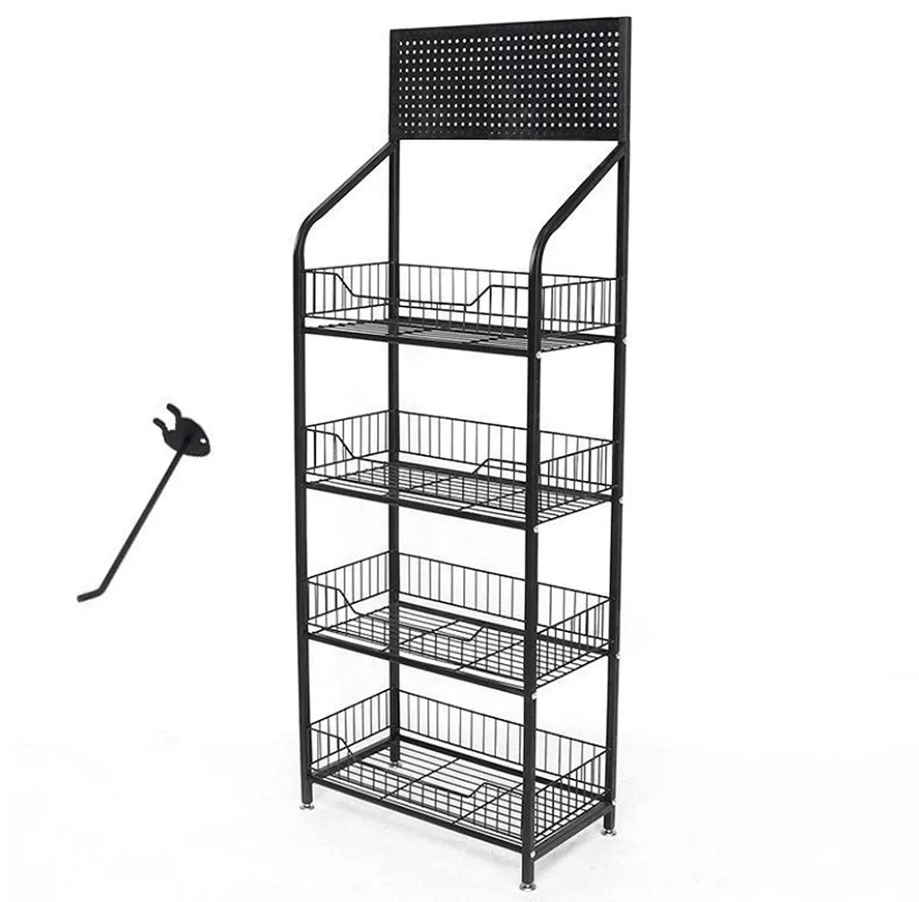 Étagère métallique perforée 140 cm avec 10 crochets muraux de stockage