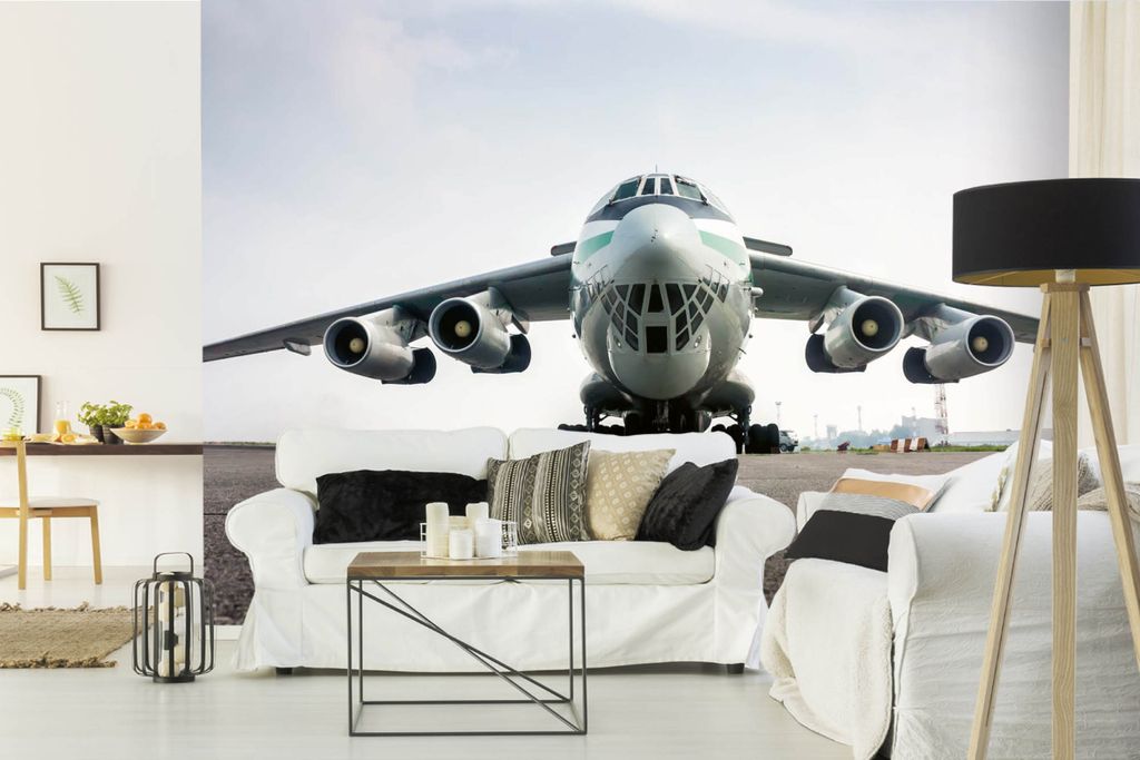 Vlies Fototapete GROßES FRACHTFLUGZEUG 375 x 250 cm (inkl. Kleister) - Vlies Tapete, Wandtapete, Wandbilder - Tapete für Wohnzimmer Schlafzimmer,...