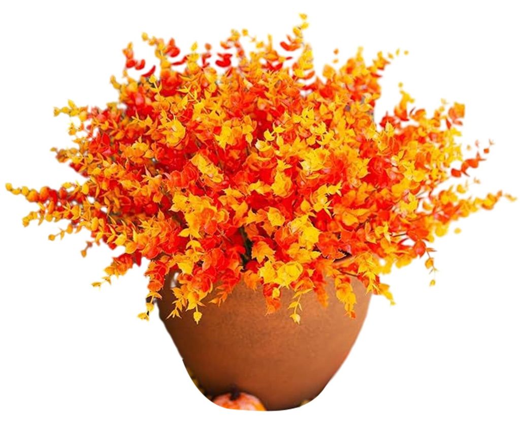 12 künstliche Blumenbündel für den Außenbereich, mehrfarbige Prunkwinde mit Eukalyptus, UV-beständige Kunstseidenblumen für Frühling und Som...
