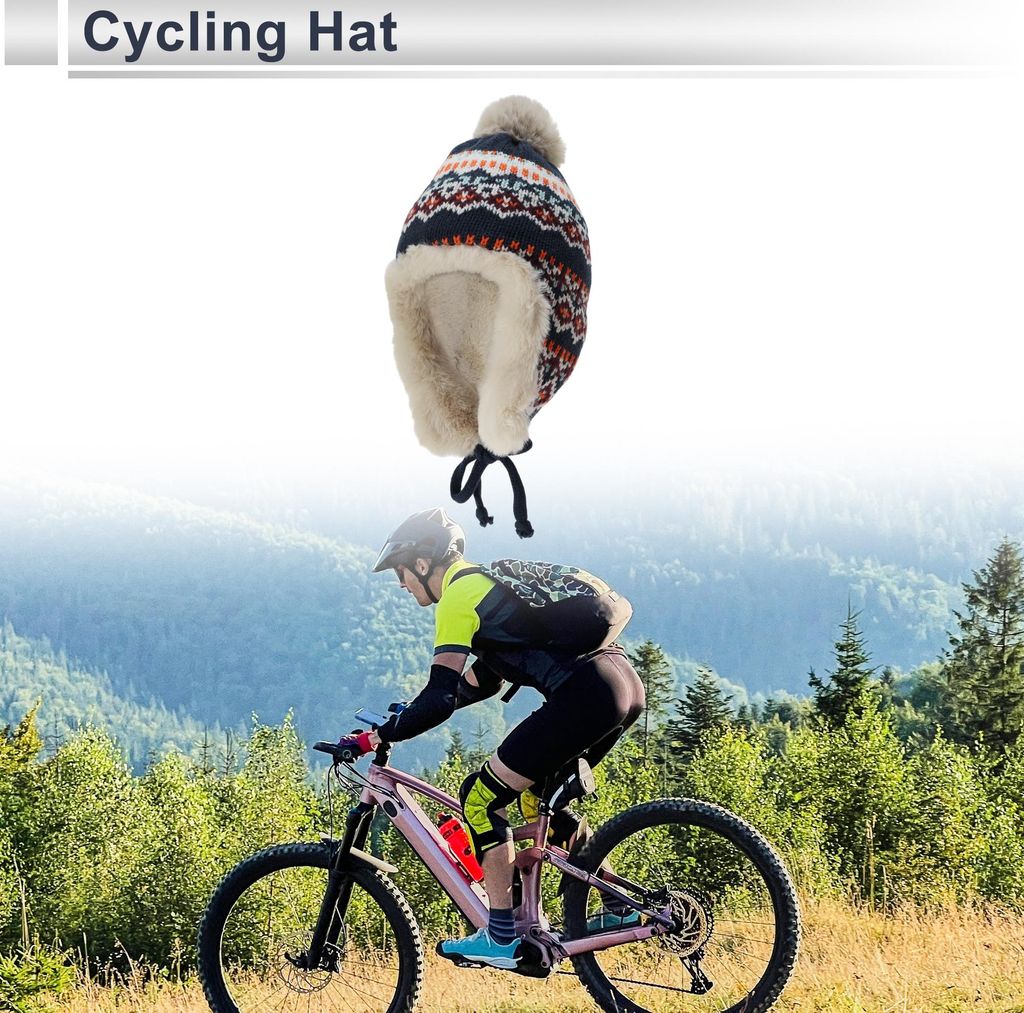 Fahrradmütze zum Warmhalten, Ohrenschutz, Helm-Innenfutter, Gitter-Acrylfaser, Plüsch, Marineblau, 25,98"x11,02", 1 Stück