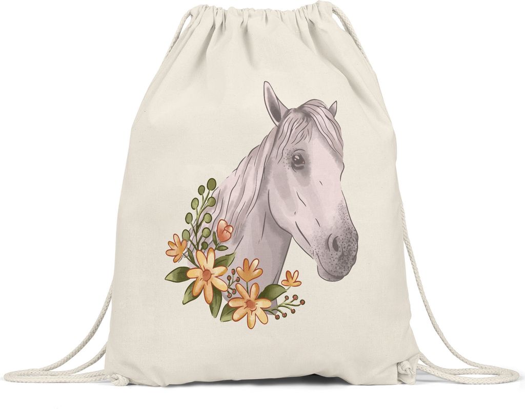 Pferd Turnbeutel Gymsack Liebe Pferde Hengst Stute Hobbie Freiheit Pferdeflüsterer Pferdeliebhaber Reiten Blumen Reiterin