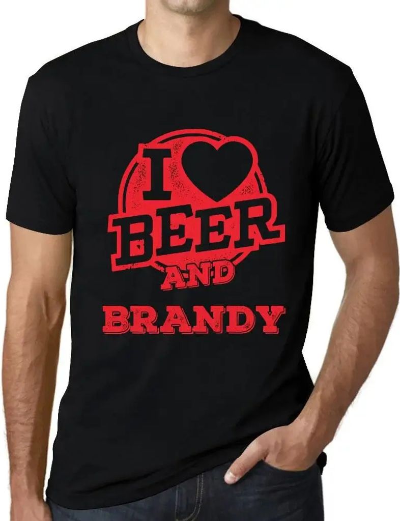 Herren Grafik T-Shirt Ich liebe Bier und Schnaps – I Love Beer And Brandy – Öko-Verantwortlich Vintage Jahrgang Kurzarm Lustige Druck Geburtstag