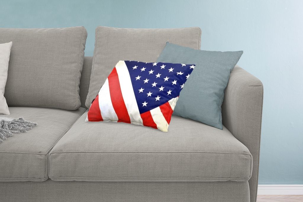 MuchoWow Zierkissen Sofakissen Wohnzimmer Dekokissen 60x40 cm Teil der Flagge der Vereinigten Staaten - Kopfkissen - Polster mit Foto