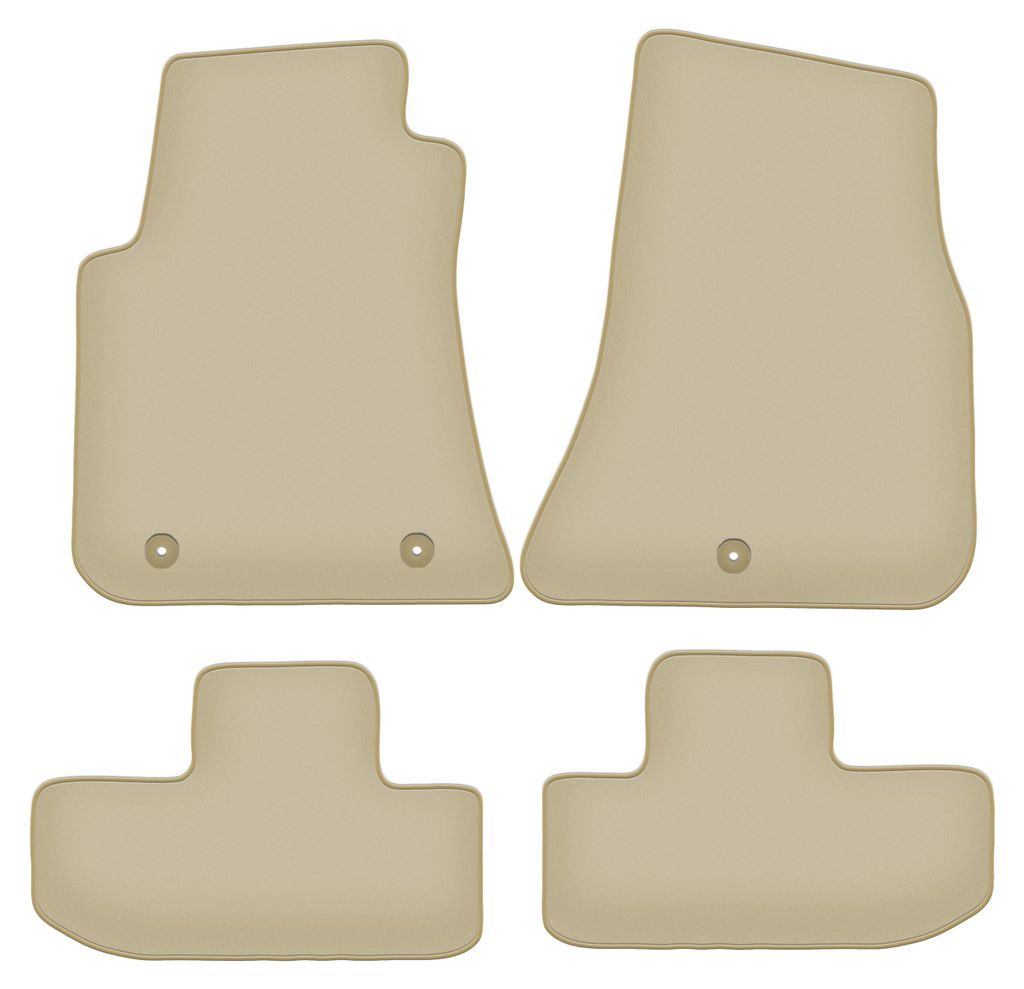 Velours-Fußmatten PREMIUM beige passend für Dodge Challenger III (2008-, Coupe) – mit Befestigungen – passgenau