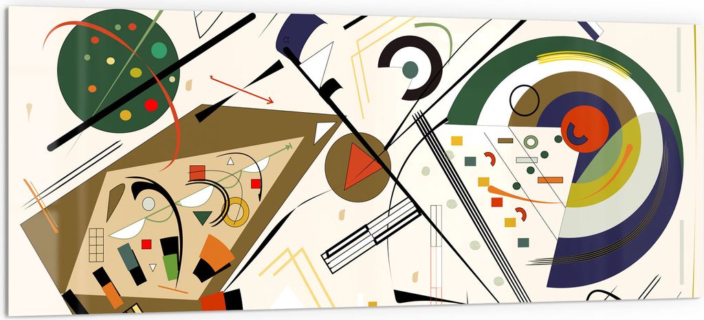 DEQORI Küchenrückwand Glas 125x50 cm 'Expressionistische Formen' Spritzschutz Bad Rückwand