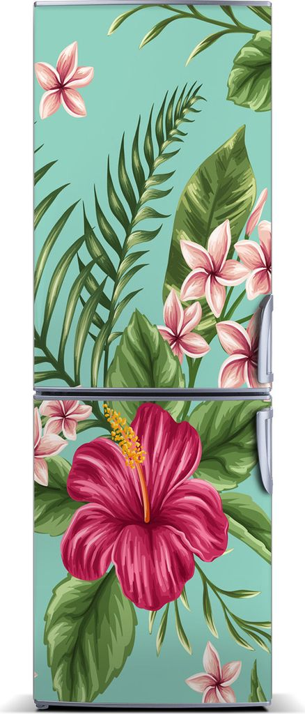 Tulup Kühlschrankdekoration - Magnetmatte - 60 cm x 180 cm - Magnet auf dem Kühlschrank - Hawaii-Blumen