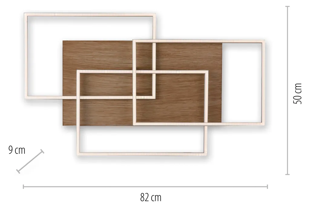 Plafonnier LED intensité variable marron bois composite design 82 x 50 cm - 8