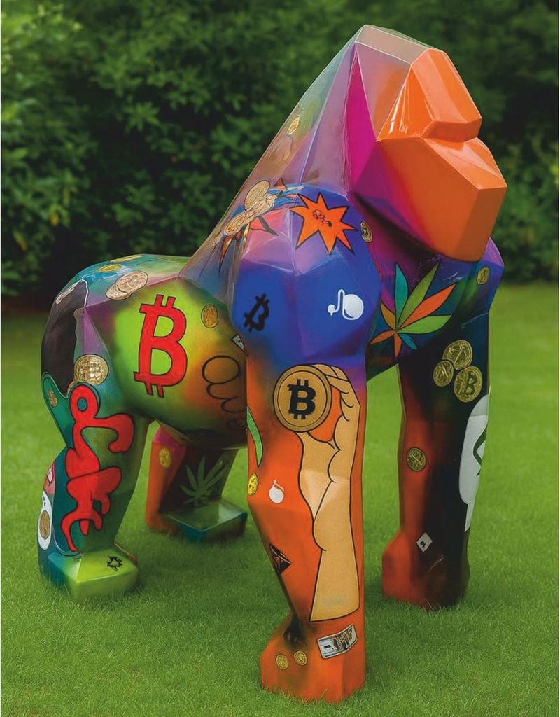 Casa Padrino XXL Deko Skulptur Gorilla Affe Bunt H. 131 cm - Garten Figur