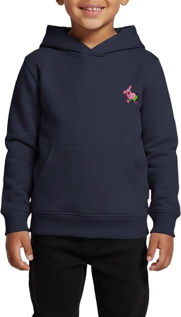Spreadshirt SpongeBob Schwammkopf Patrick Star Stick-Motiv Kinder Premium Hoodie, 98/104 (2 Jahre), Navy