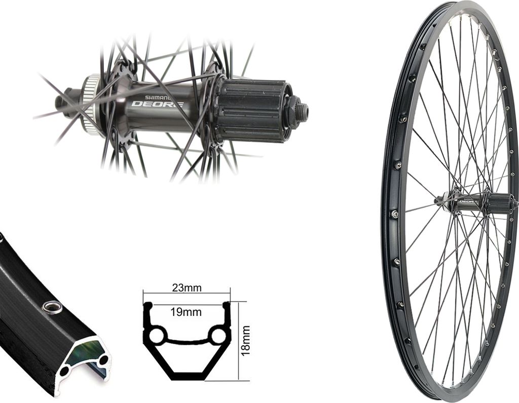 Hinterrad 28" / 29" Zoll Disc Shimano Deore schwarz Produktbild 
