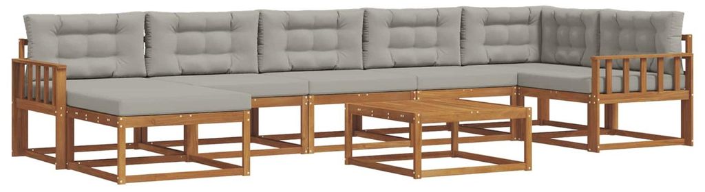 vidaXL Outdoor-Sofagarnitur mit Kissen 8 pcs Natürlich und Hellgrau
